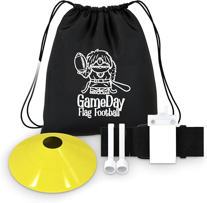 Gameday Flag Football Set – Kits for 2–14 Players w/Belts, Agility Cones & Carry Bag – Available in Multi Colors & Sizes