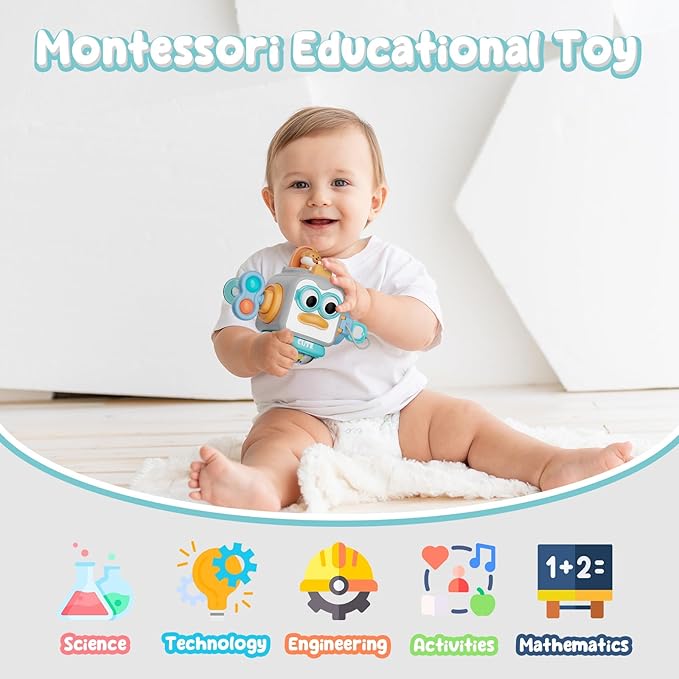 Montessori Toys for 1 Year Old,Sensory Toys for Toddlers 1-3,Baby Travel Activities Busy Board Cube,Fine Motor Skills Educational Toys,Birthday Gift for Kids Aged 6, 9, 10, 12, 18 Months