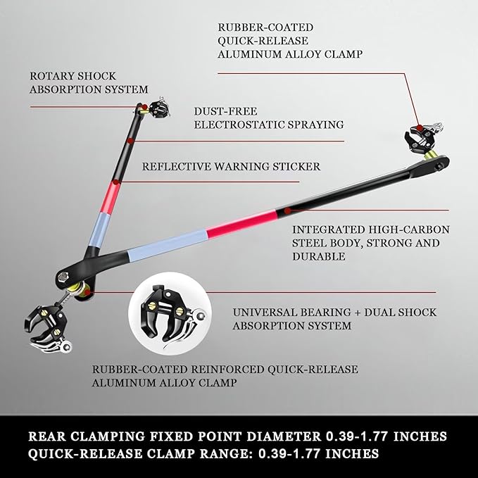 Bike Trailer Connector, Portable Folding Bicycle Trailer with Quick Release Clamps for Rear Carrier and Garden Cart