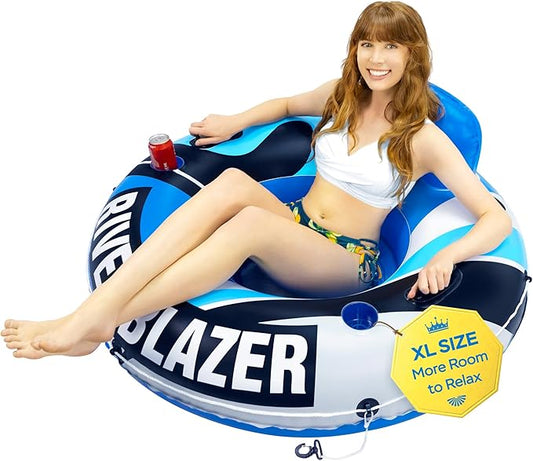 2025 New & Upgraded Sunlite Sports Heavy Duty River Tube Inflatable, Premium Water Float to Lounge Above Lake and River, Outdoor Water Raft Sport Fun, Recreational Use