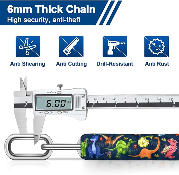 NDakter Bike Chain Lock, 5 Digit Combination Heavy Duty Anti Theft Bicycle Chain Lock,2.62/3.2/4.27/5/6Ft Long Security Resettable Bike Locks for Bike, Bicycle, Scooter, Door, Gate, Fence-4/6mm Thick