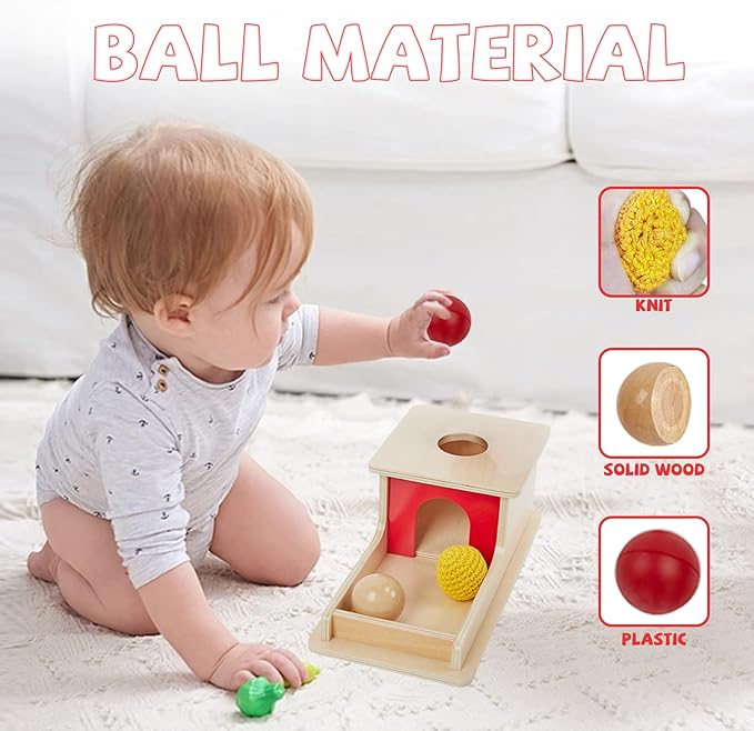 Adena Montessori Wooden Toy for 6-12 Month Baby 3 Balls,Sorting and Stacking Colorful Learning Education Toy for Toddler Kid 1-2 Year Old, Preschool Girl and Boy Gift Full Size Textures