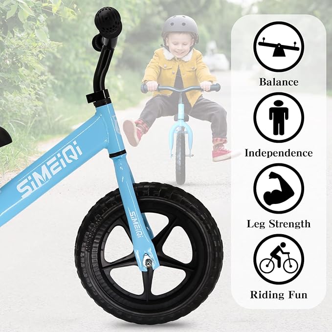 SIMEIQI 12" Balance Bike for Boys Girls 2 3 4 5 Years Old No Pedal Walking Balance Training Sports Bicycle for Kids Toddlers