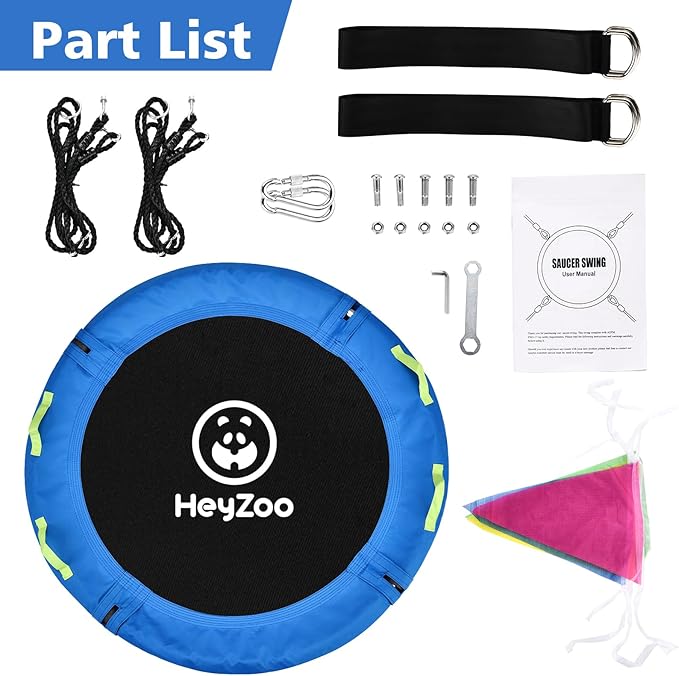 48 inch Tree Swing, Larger Saucer Flying Swing for Whole Family, 900lbs Weight Capacity, with Adjustable Hanging Straps, for Outdoor Playground, Gifts for Kids, Blue