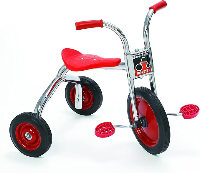 SILVERRIDER Toddler Trike, Kids Tricycle for Preschool, Daycare, Playground Kids Tricycles, Rubber Tires, Silver/Black, 12" Trike