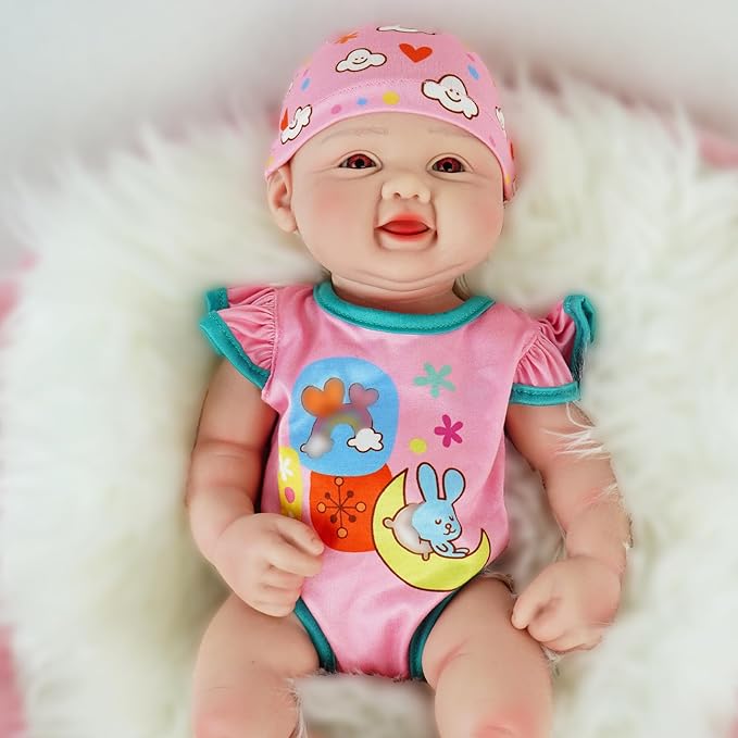 17.3 in Full Silicone Reborn Baby Dolls, 1:1 Lifelike Newborn Dolls Non Vinyl Realistic Reborn Toddler Dolls Boy Washable Sleeping Doll