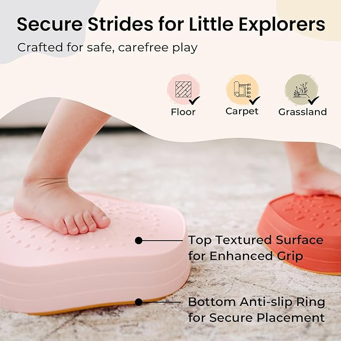 Tiny Land Stepping Stones for Kids, 5pcs Non-Slip Toddler Stepping Stones, Sensory Stepping Stones for Promoting Toddler's Balance & Coordination Skills, Stepping Stones for Toddlers 3-5