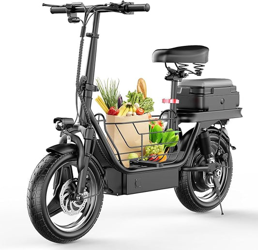 Electric Scooter Adults, 1000W Peak Motor, 40 Miles Range Scooter with Seat, 30MPH Top Speed, Foldable Escooter with Large Middle Basket for Pets and Cargo, Dual Suspension for Commuting