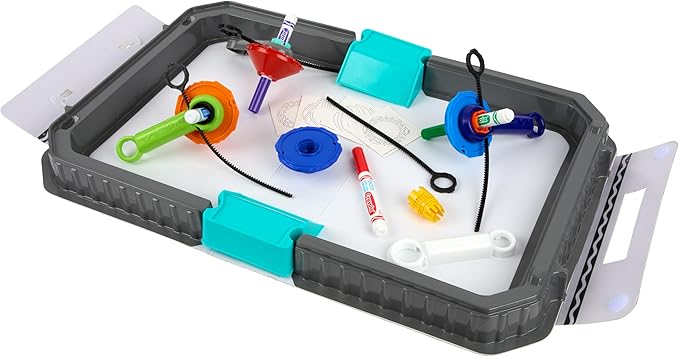 Crayola Colourwhirls Battle Arena Set, DIY Gyro Spin Art Toy, 4 Battling Spinning Tops for Kids, Recess Toys & Games, Gift for Kids, Ages 6+