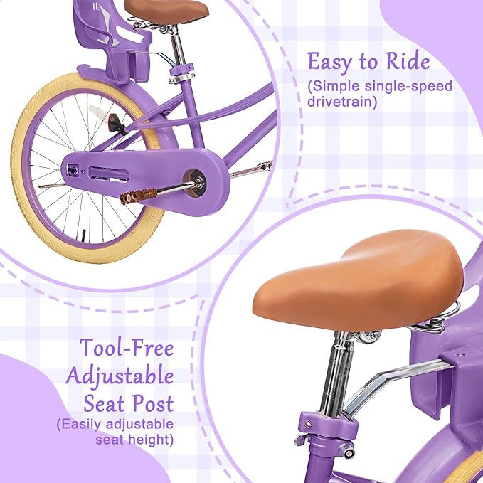 XJD Girls Bike for Toddlers and Kids Ages 2-12 Years Old,12 14 16 Inch Kids Bike with Training Wheels & Basket