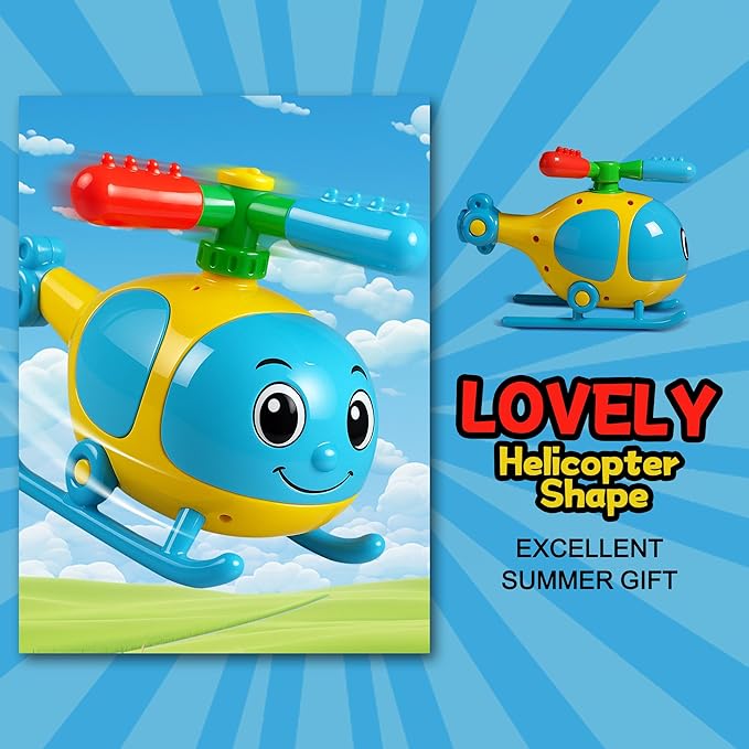 Helicopter Water Sprinkler for Kids, Spinning Outdoor Lawn Toy for Summer Fun, Backyard, Pool, Garden & Birthday Party Play, Ages 3-12, Easy Setup Water-Powered Sprinkler
