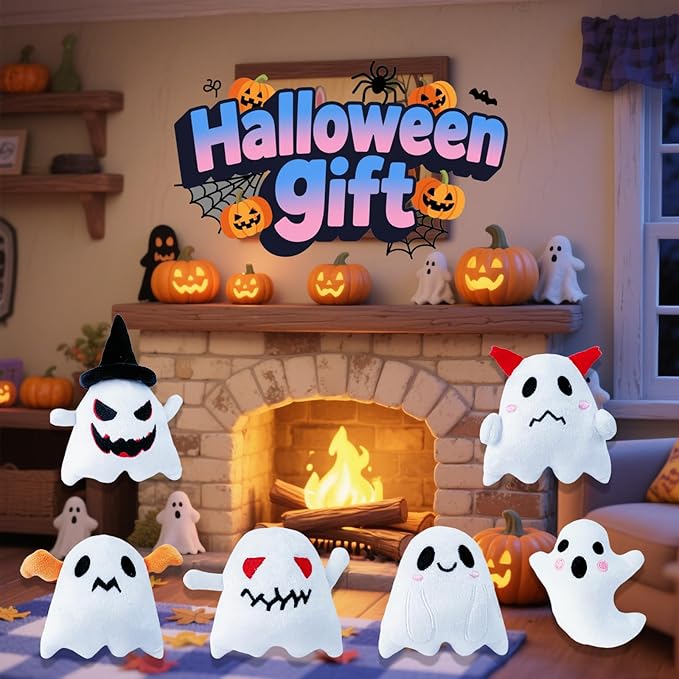 18PCS Halloween Plush Toy Bulk Ghost Plush,Halloween Ghost Stuffed Animal,Trick or Treat Supplies,Goodie Bag Fillers, Party Favors Gifts