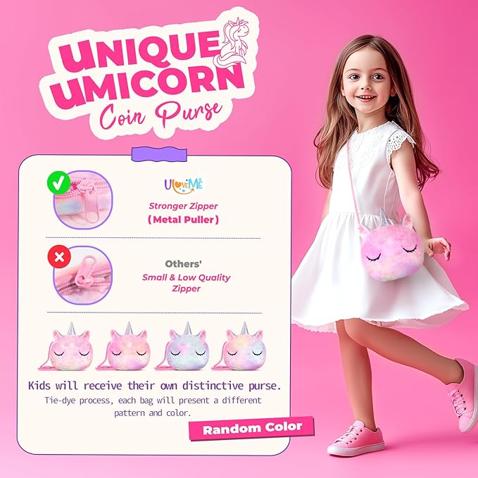 ULOVEME Kids Real Makeup Kit for Girls with Fluffy Purse - Real, Non Toxic, Washable Make Up Toy - Umicorn Toys Gift for 3 4 5 6 7 8 Years Old Girls Birthday