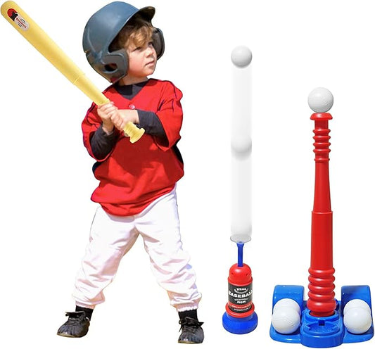 T Ball Sets for Kids, Toddlers, Baseball Tee Ball Set - Includes 6 Baseballs, A Baseball Launcher and an T Ball Stand for Kids 3-5 for Kids Toy Gifts for 3 Year Old Boys