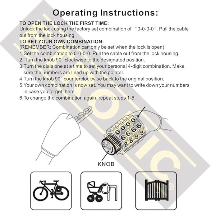 Etronic Bike Lock M6, Cable Lock 6 Feet Long Coiled Security Resettable Combo Combination Lock Bicycle Lock with Mounting Bracket