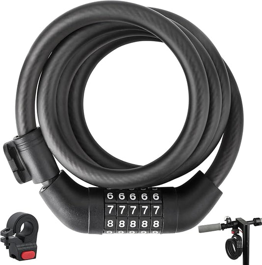 E Scooter Lock, Bike Combination Cable Locks Compatible with Xiaomi M365/Max/GXL/Ninebot/Segway/Motor/Bicycle Lock 4 ft Long/0.472In Scooter Anti-Theft Ideal 4 Digit/12 Steel Cable