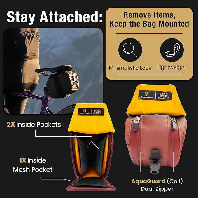 Lumiere & Co. Bike Seat Bag, Bike Saddle Bag, Saddle Bag Bicycle, Bicycle Saddle Bag, Bike Bag Under Seat, Saddle Bag, Bike Saddle Bags, Small Bike Bag - Maximus