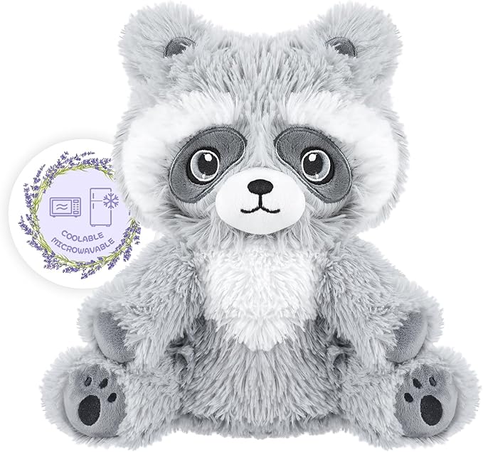 Heatable & Coolable Raccoon Stuffed Animal, Microwavable Heating Pad Plushies for Soothing & Relaxation, Heated Stuffed Animals with Lavender Scented, Stuffed Plush Raccoon Gifts