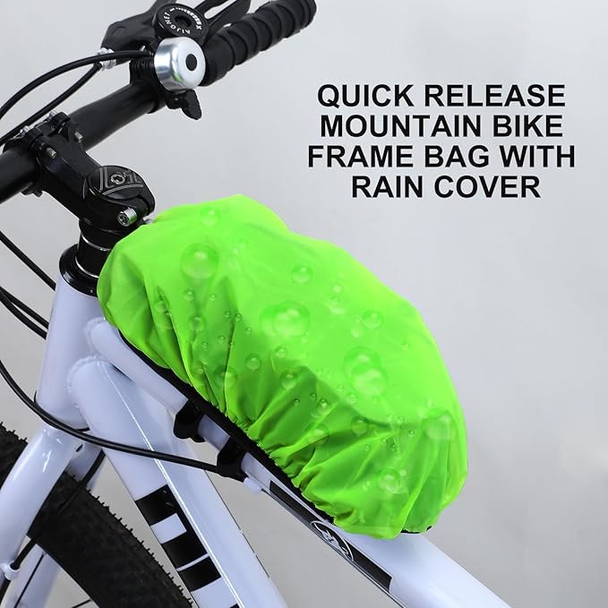 Bike Bags Quick Release Mountain Bicycle Frame Bag Bike Rack Bag with Cell Phone Holder Stabilizer Cell Phone Holder with Rain Cover Bike Rack Bags Bike Accessories