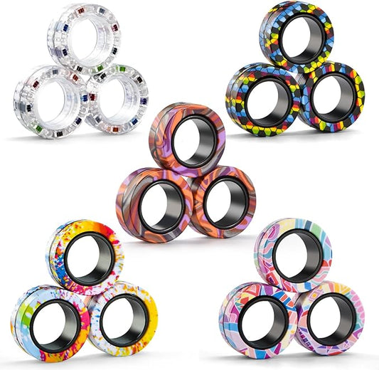 15Pcs Magnetic Adults Fidget Toys Rings,Stocking Stuffers for Kids 8-12