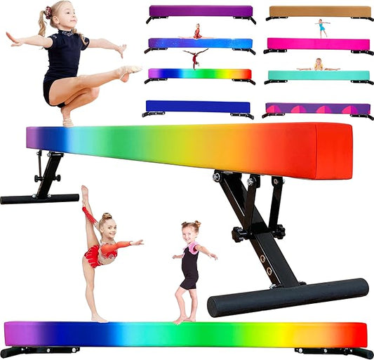 Adjustable Balance Beam 8 ft Gymnastic Beam Adjustable Height for Kids and Teenage of All Gymnastic Levels, Gymnastic Training Beam Gymnastic Equipment for Athlete Home and Gym Club Use