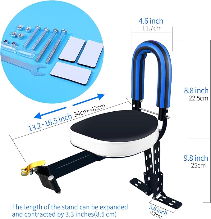 Child Bike Seat, Portable Retractable Foldable Front Mounted Kids Bike Seat, Suitable for Children 1~3 Years, Detachable Child Bike Seat Suitable for All Types of Bicycles