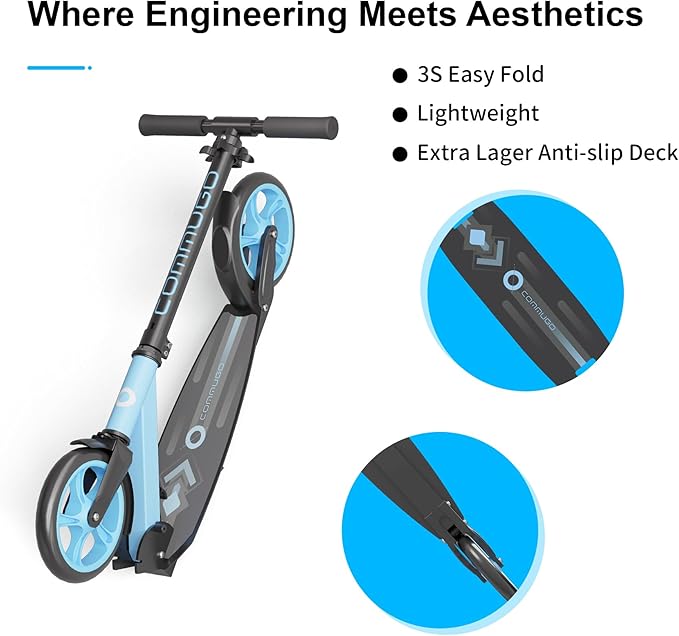 Kick Scooter for Kids 5-12, Teens, Foldable Lightweight Adult Scooter with 8 Inch Wheels, Max Load 240 LBS, Gift for Childs