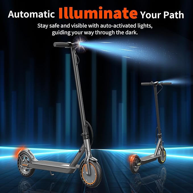 Electric Scooter, Folding E Scooter for Adults with Seat, 350W Motor, 8.5" Tire, 19MPH, 21Mile Long Range Lightweight Teens Commuting Sit Down Escooter with App, Bluetooth, Dual Brake (Seat Optional)