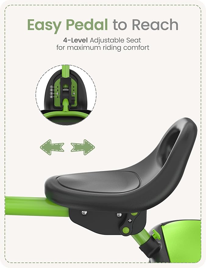 besrey Kids Tricycles Age 18 Month to 5 Years, Toddler Tricycle Kids Trikes Tricycle, Gift Toddler Tricycles for 2-5 Year Olds, Gift & Toys for Boy & Girl, Trikes for Toddlers, Grass Green