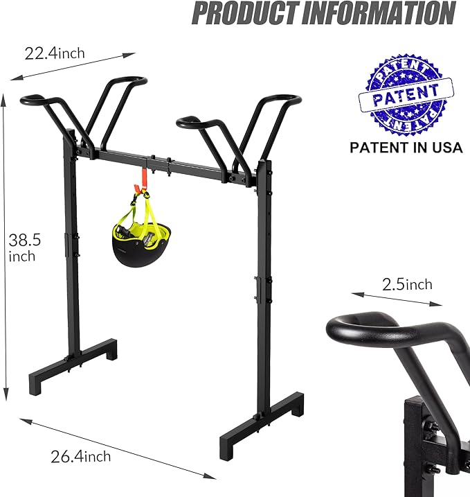 2 Bikes Floor Stand,Adjustable Bicycle Parking Rack with Hook for Garage/Indoor/Outdoor,Metal Cycle Storage Organizer Rack for Road Bikes