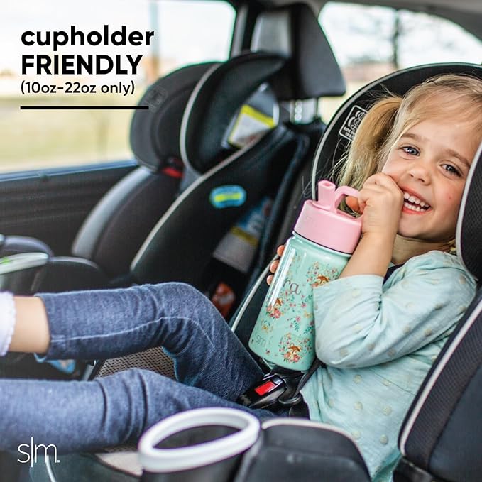 Simple Modern Kids Summit Water Bottle with Straw Lid | CoComelon 14oz Stainless Steel Cup Insulated Tumbler for Toddlers, School | CoComelon Pink Melon