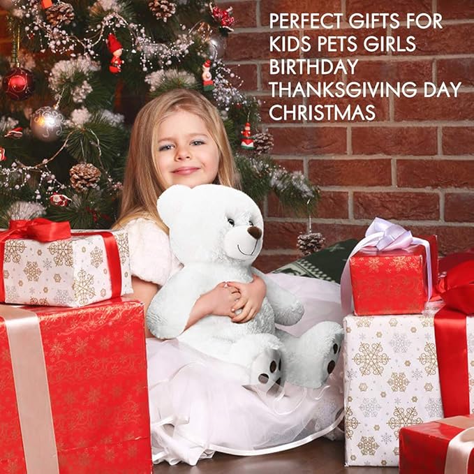 LotFancy Teddy Bear Stuffed Animal, 20 inch, White Teddy Bear Plush Toy, Cute Face with Big Footprints, Plushies Gifts for Girls, Girlfriend, Wife on Birthday, Easter Decoration