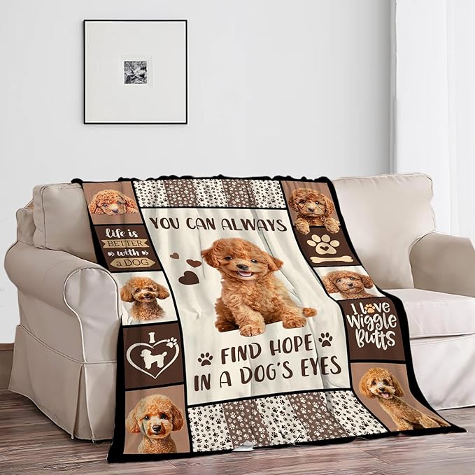 Poodle Gifts Blanket, Poodle Throw Blankets, Dog Mom Gift for Women Men Boys Girls Lover Adult Cozy Fleece Flannel Bedding Stuff Animal Plush for Couch Sofa Bed Decor 50"X40"