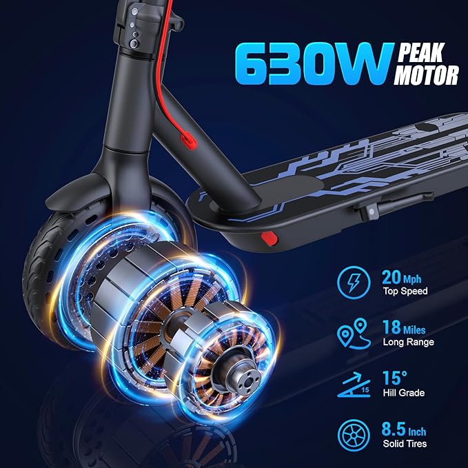 Caroma Electric Scooter Adults, Powerful 350W/500W/750W Motor, Top Speed 20/25 Mph & 18/25/30 Miles Range, 8.5" Solid Tires, Cruise Control E Scooter for Adults (Multiple Options)