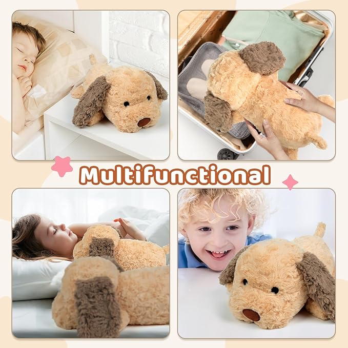 Puffpals Weighted Plush, Cute Labrador Weighted Stuffed Animal with Beads, Soft Sensory Plush Pillow Toy for Kids & Adults(13in, 1.6lbs)