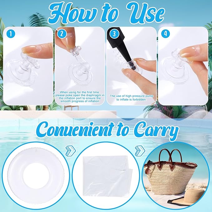 8 Pcs Large Inflatable Pool Float 36 Inches Swimming Ring Pool Floats Adult Inflatable Tube for Summer Vacation Beach River Bachelorette Wedding Party Supplies