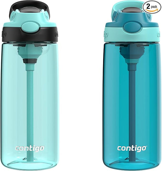 Contigo Aubrey Leak-Proof Spill-Proof Water Bottle 20oz. 2 Pack Jade/Licorice & Juniper/Jade