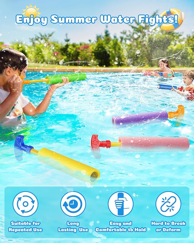 Water Guns, Water Squirter Toys Foam Soakers Blaster Guns Outdoor Swimming Pool Beach Summer Party Water Toys for Kid Age 3-12 Teens Adults