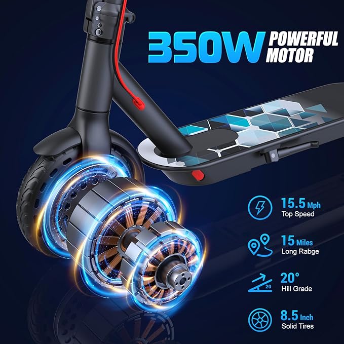 Caroma Electric Scooter Adults, Powerful 350W/500W/750W Motor, Top Speed 20/25 Mph & 18/25/30 Miles Range, 8.5" Solid Tires, Cruise Control E Scooter for Adults (Multiple Options)