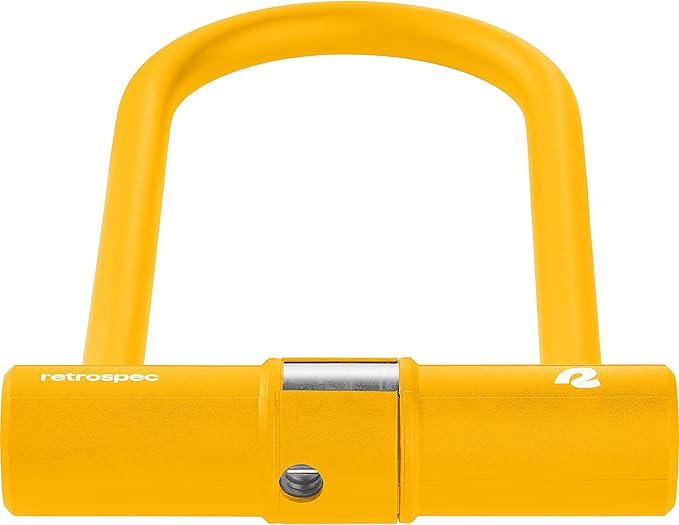 Retrospec Lookout U-Lock Bike Lock with 4Ft Security Cable, Heavy Duty Anti-Theft Bicycle Lock with 14mm Shackle, Pick Resistant & Secure Anti-Rotation Design