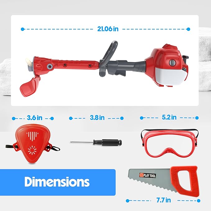 Toy Choi's Toy Trimmer - Power Construction Play Tool Kids Trimmer,Outside Pretend Play Garden Toy with Light Sound,Educational Gift Kid Toddler Tool Set for Boy Girl Age 3, 4, 5,6,7+