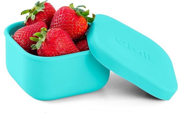 OmieBox Silicone Leakproof Snack Containers To Go, Food Storage Containers with Lid, School Lunch Bento Container - BPA Free, Airtight, Dishwasher and Freezer Safe, Oven Safe - 9.4 ounces (Teal)