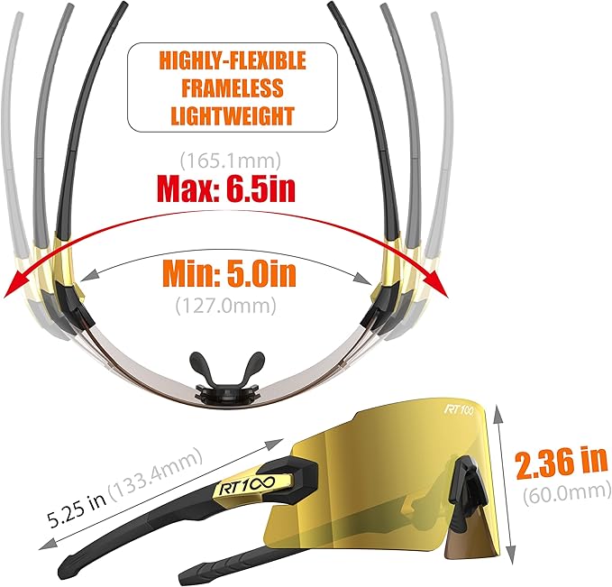 RIDE YOUR WAY Professional wrap around Frameless Cycling Sunglasses for Men and Women