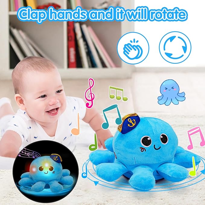 Tsomtto Baby Toys 6-12 Months Musical Plush Octopus Crawling & Walking Toys Light up Voice Control Dancing Infant Toys 0-6 7 8 9 10 12-18 Month 1 2 3 Year Old Boys Girls Tummy Time Baby