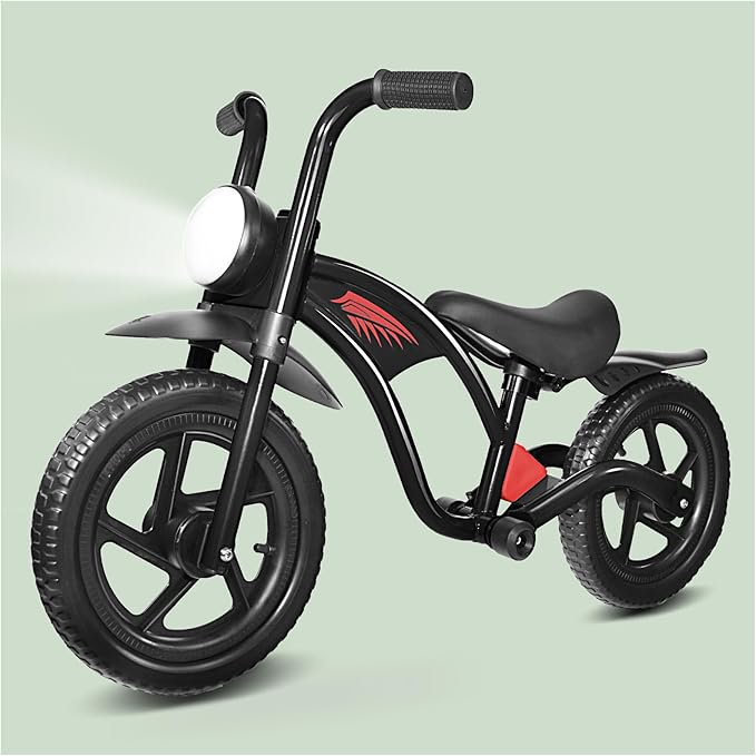 KRIDDO Kids Balance Bike for 2-5 Years, with Front Light, Upgraded Tires for All Terrain, Upgraded Bearing for Smooth and Stable Riding, Front and Rear Fenders, Adjustable Seat
