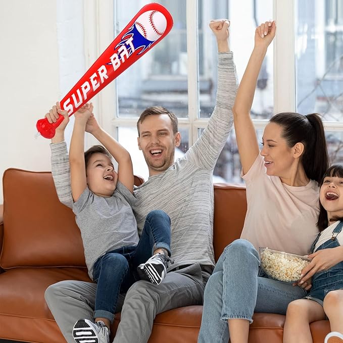 durony 18 Pieces Baseball Bat Inflates 22 Inch Inflatable Baseball Inflates, Baseball Party Supplies, Sports Theme Toy, Birthday Party Decorations