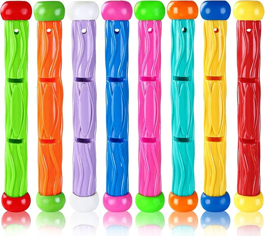 8PCS Pool Diving Swim Toys Colorful Underwater Training Sinking Throwing Dive Sticks for Kids Summer Pool Swimming Party Favor Games