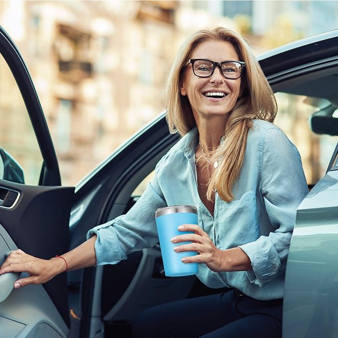 VEGOND 12oz Tumbler Stainless Steel Tumbler bulk Vacuum Insulated Double Wall Travel Tumbler with Lid and Straw Reusable Tumbler, Sky blue 1 Pack