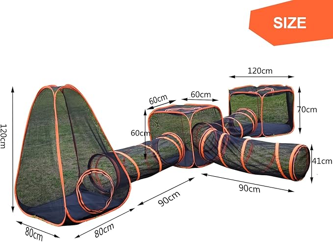6 in 1 Pet Cat and Dog Tunnel Tent Foldable Pet Tent Outdoor Pop Up Pet Playpen Cage Fences House (Styles 1)