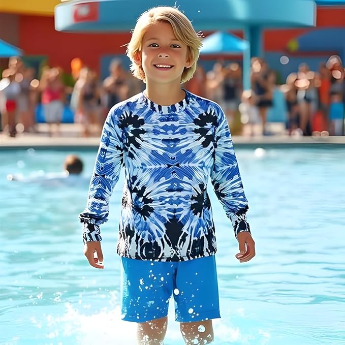 INGEAR Boys' Rash Guard UPF 50+ Swim Shirt - Lightweight, Quick-Dry, Durable Sun Protection for Swimming, Sizes XS-XL